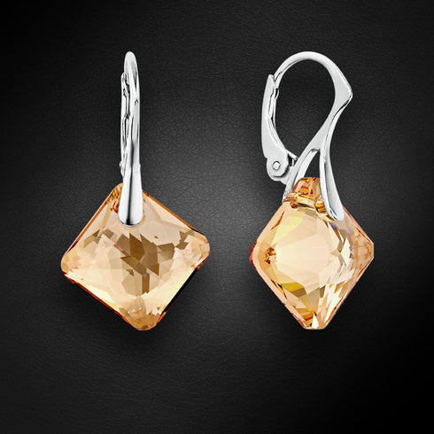Sudraba auskari "Mirdzums (Golden Shadow)" ar Swarovski™ kristāliem